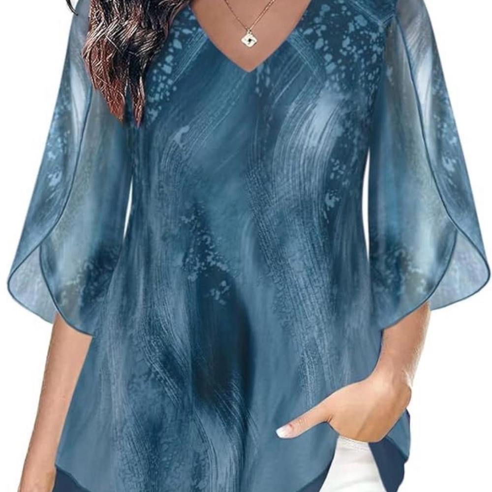 Whimsigoth Sheer Overlay Romantic Y2K Fairycore Fairy Grunge Blue Top Size XL